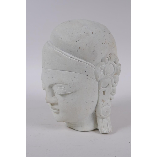 152 - An Indian plaster head bust of Buddha, 17cm high