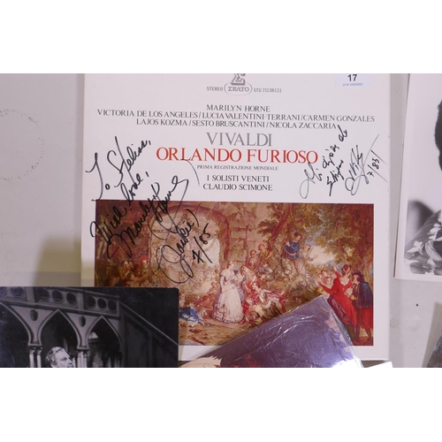 17 - Of Opera Interest - Marilyn Horne, a signed LP, Vivaldi, Orlando Furioso, a signed photograph with d... 