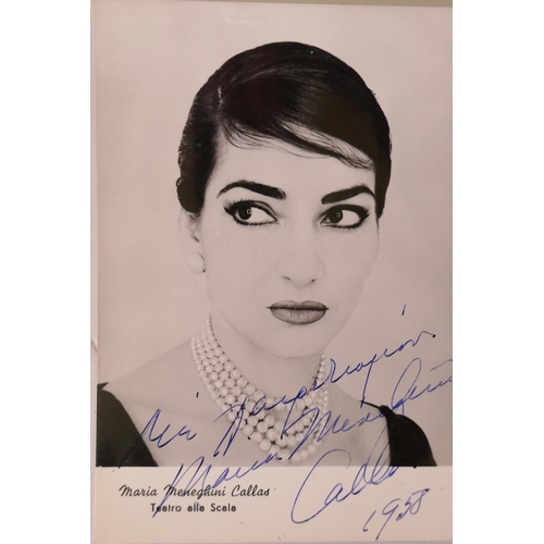 18 - Maria Callas, signed postcard to 'With regards, from Maria Meneghim Callas, 1958'