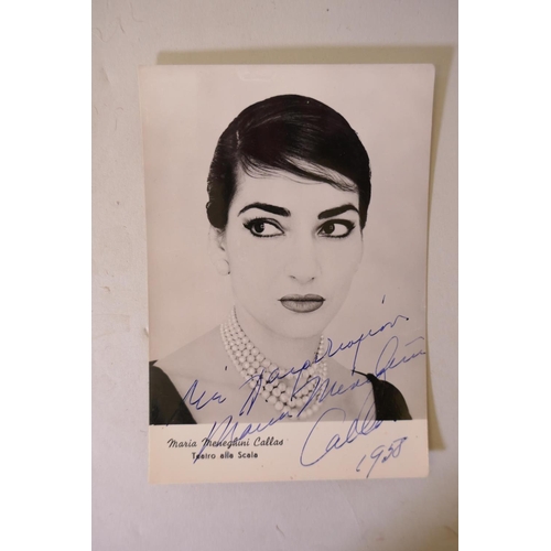 18 - Maria Callas, signed postcard to 'With regards, from Maria Meneghim Callas, 1958'