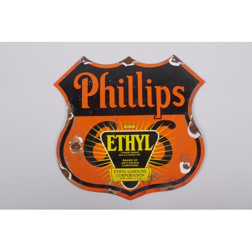 189 - A vintage style Phillips enamel advertising sign, 30 x 28cm