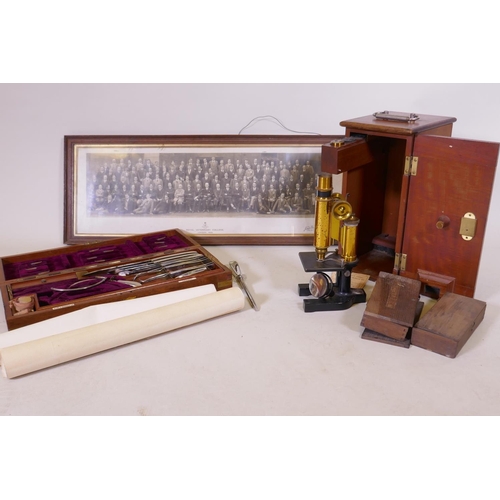 2 - A WWI Cavalry Officer's veterinary field surgeon's kit, in a wood case labelled Allen and Hanburys L... 