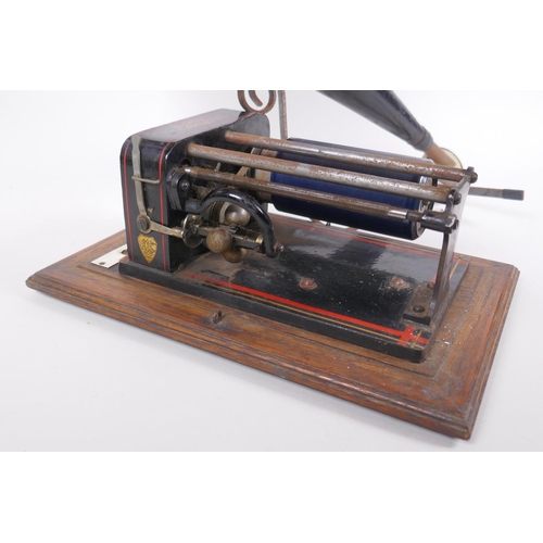 216 - An antique Edison cylinder phonograph, 30 x 20cm