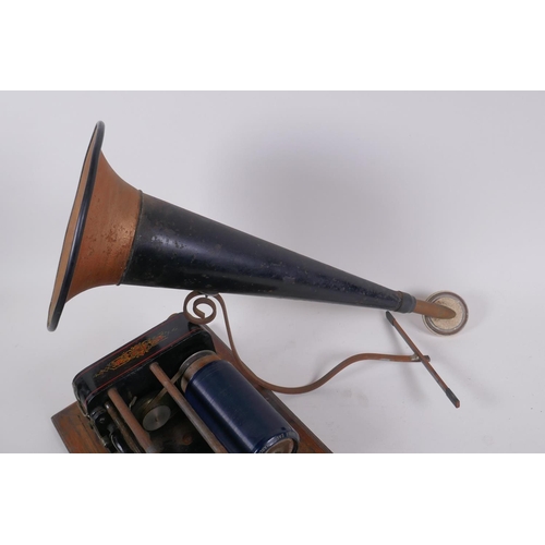 216 - An antique Edison cylinder phonograph, 30 x 20cm