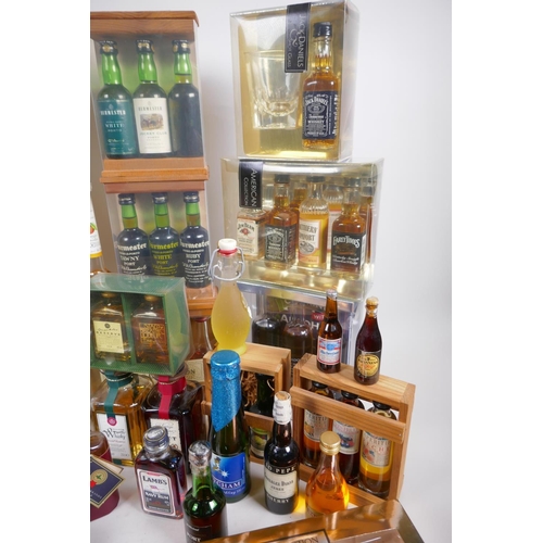 226 - A collection of spirit miniatures, gift sets and singles, including whisky, vodka, brandy, port etc