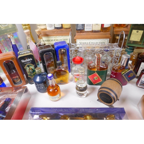 226 - A collection of spirit miniatures, gift sets and singles, including whisky, vodka, brandy, port etc