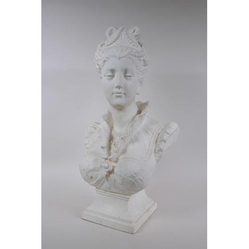 26 - A ceramic bust of Marie Antoinette, 50cm high