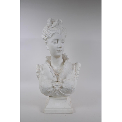 26 - A ceramic bust of Marie Antoinette, 50cm high