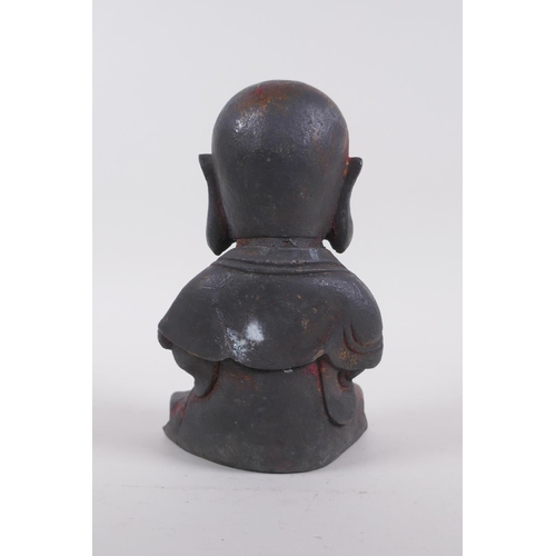 265 - A Chinese bronze figure of Buddha seated in prayer, 19cm high