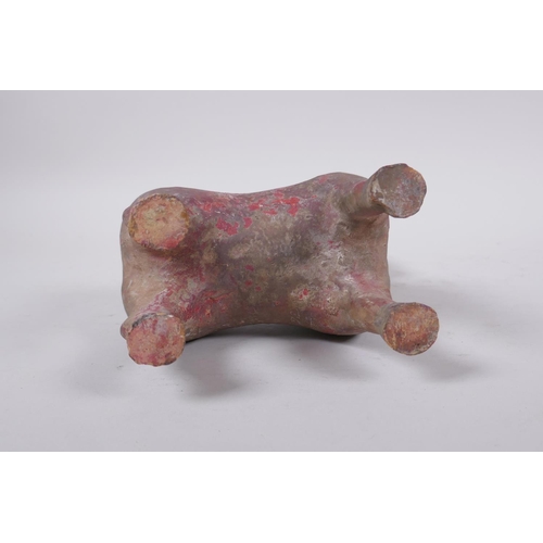 266 - A middle eastern painted terracotta horse, 21cm high