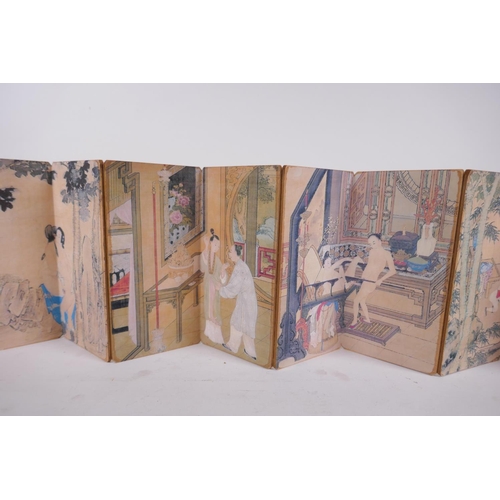 270 - A Chinese printed concertina book depicting erotic scenes, 9 x 19cm