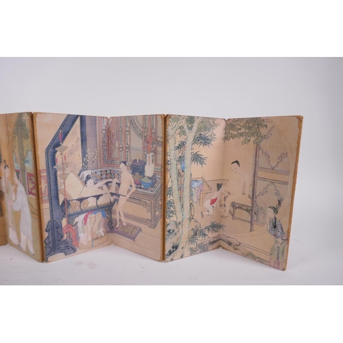 270 - A Chinese printed concertina book depicting erotic scenes, 9 x 19cm