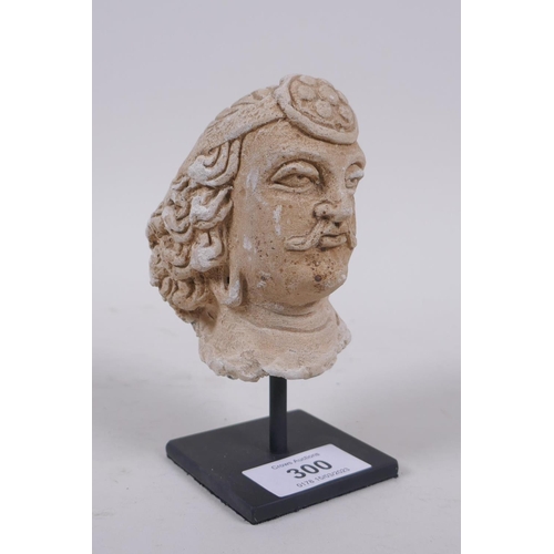 300 - A Gandahar style plaster bust of a gentleman, 13cm high