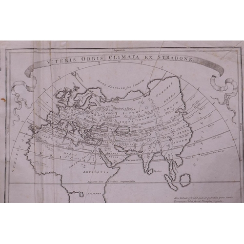 36 - An C18th book of maps, Veteris Orbis Climata ex Strabone, engraved by R.W. Seale & W.H. Toms, 32... 