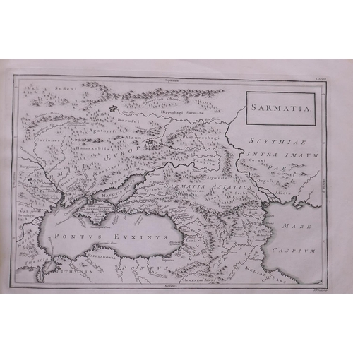 36 - An C18th book of maps, Veteris Orbis Climata ex Strabone, engraved by R.W. Seale & W.H. Toms, 32... 