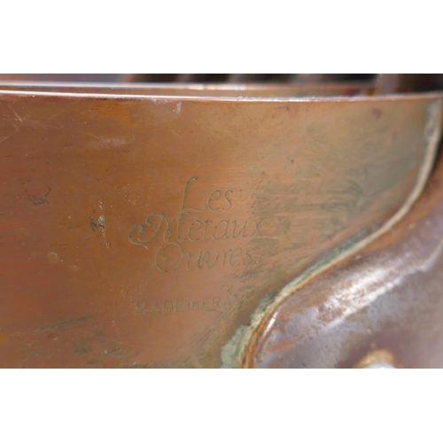 51 - A set of six graduated French copper sauce pans, largest 18cm diameter