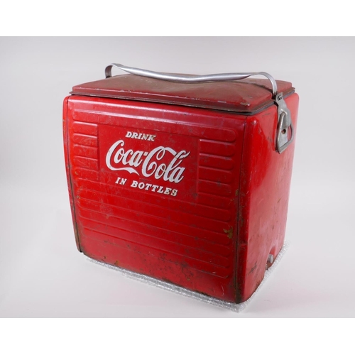 56 - A vintage Coca Cola cool box, 44 x 33cm, 142cm high, AF