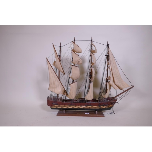 59 - A wood model of the sailing frigate 'Espanola', 74cm high