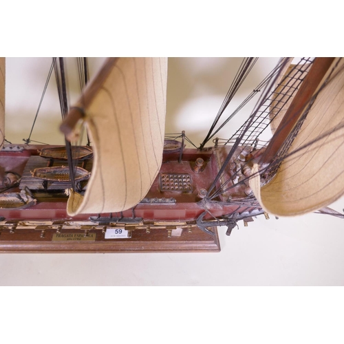 59 - A wood model of the sailing frigate 'Espanola', 74cm high