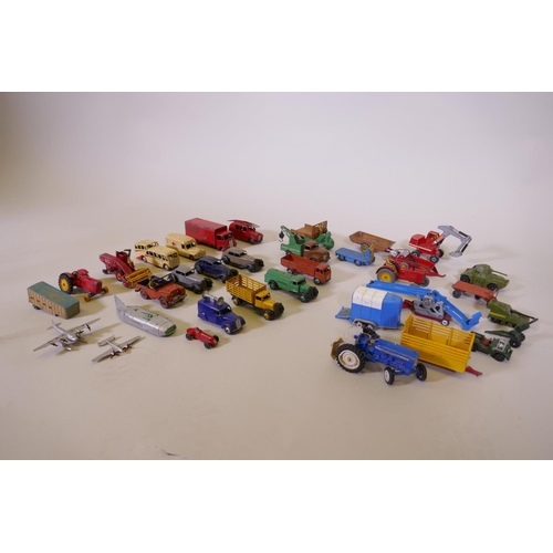 6 - A collection of Dinky toy cars and trucks, 1930s to 1950s, and later Corgi and Matchbox