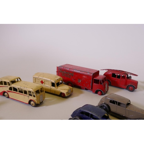 6 - A collection of Dinky toy cars and trucks, 1930s to 1950s, and later Corgi and Matchbox