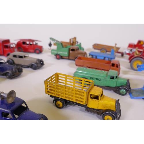 6 - A collection of Dinky toy cars and trucks, 1930s to 1950s, and later Corgi and Matchbox