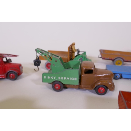 6 - A collection of Dinky toy cars and trucks, 1930s to 1950s, and later Corgi and Matchbox