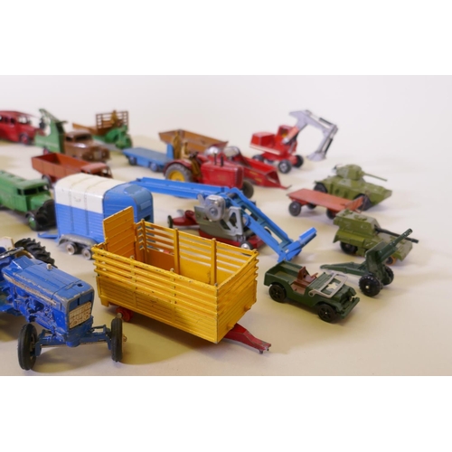 6 - A collection of Dinky toy cars and trucks, 1930s to 1950s, and later Corgi and Matchbox