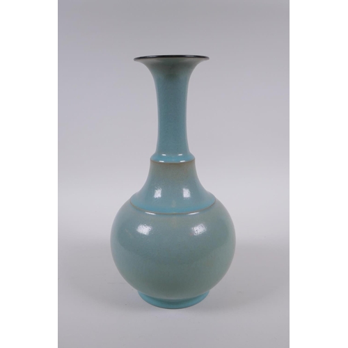 63 - A Chinese Ru-ware style porcelain bottle vase, 27cm high