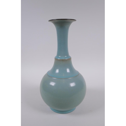 63 - A Chinese Ru-ware style porcelain bottle vase, 27cm high