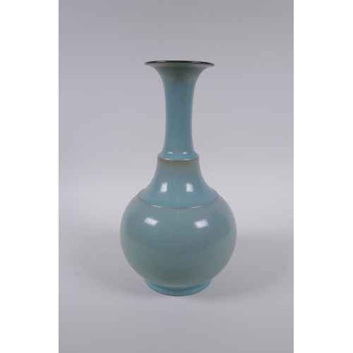 63 - A Chinese Ru-ware style porcelain bottle vase, 27cm high