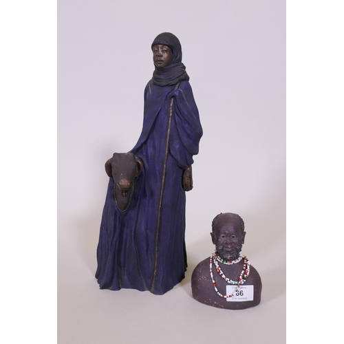 66 - Stacy Bayne, 'He Who Roams the Plains', a limited edition, 704/5000 figure of a Maasai, 40cm high, a... 