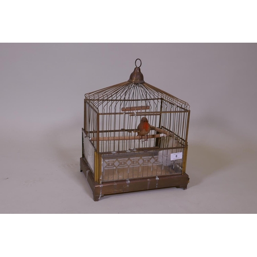 8 - A vintage brass bird cage, 40cm high