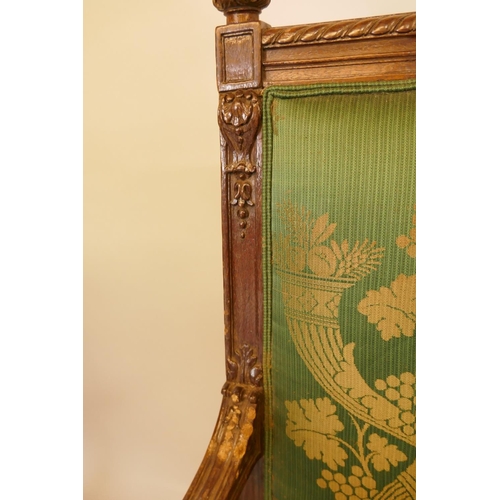 1059 - A C19th French style carved walnut settee, with shaped fronts, 180cm wide