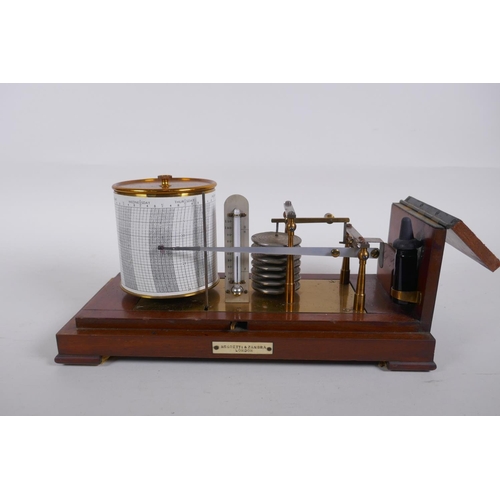 10 - An early C20th Negretti and Zambra mahogany cased barograph, the hinged glazed top, AF, in need of r... 