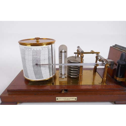 10 - An early C20th Negretti and Zambra mahogany cased barograph, the hinged glazed top, AF, in need of r... 