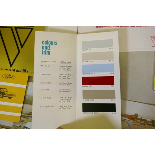 100 - Collection of car dealer's brochures of the 1960s, including price lists, colour charts etc for Vaux... 