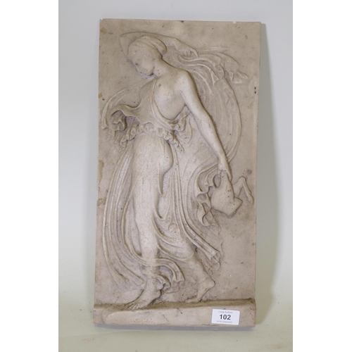 102 - A British Museum replica resin cast plaque depicting a Maenad