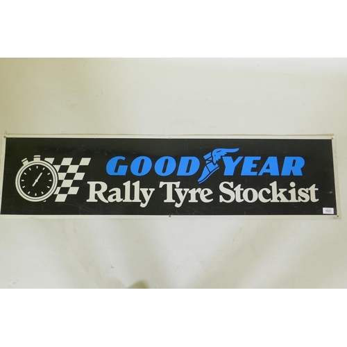 1023 - A Goodyear Rally Tyre Stockist metal advertising sign, 122 x 30