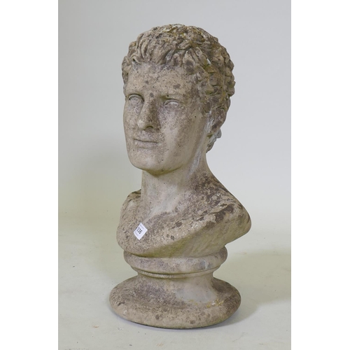 1036 - A reconstituted stone bust after the antique, 50cm high