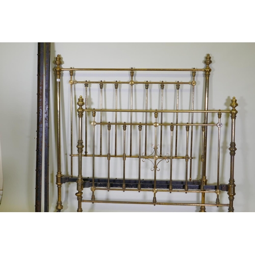 1051 - A Victorian Hoskins & Sewell good quality brass and iron double bed, 140 x 202, 151cm high