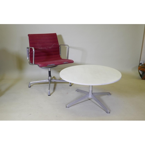 1063 - A Charles and Ray Eames for Vitra Model EA108 aluminium swivel office chair, marker's label to base,... 