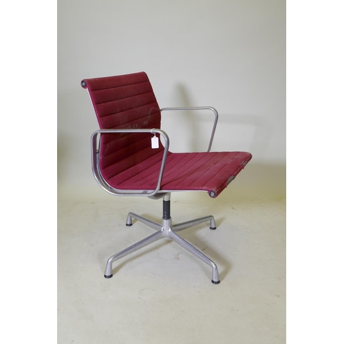 1063 - A Charles and Ray Eames for Vitra Model EA108 aluminium swivel office chair, marker's label to base,... 