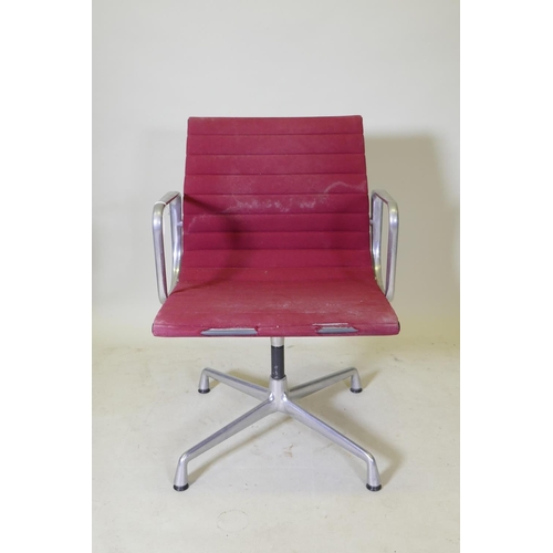 1063 - A Charles and Ray Eames for Vitra Model EA108 aluminium swivel office chair, marker's label to base,... 