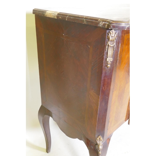 1065 - A late C18th/early C19th French breakfront tulipwood side cabinet with brass mounts, marquetry inlai... 