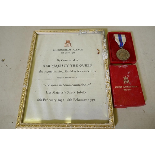 107 - An Elizabeth II Silver Jubilee medal with ribbon in original case, with citation