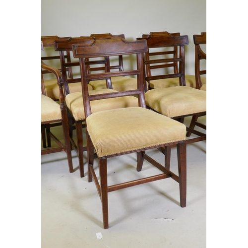 1078 - A set of eight (six plus two) Regency mahogany dining chairs, the bar backs with carved scroll top a... 