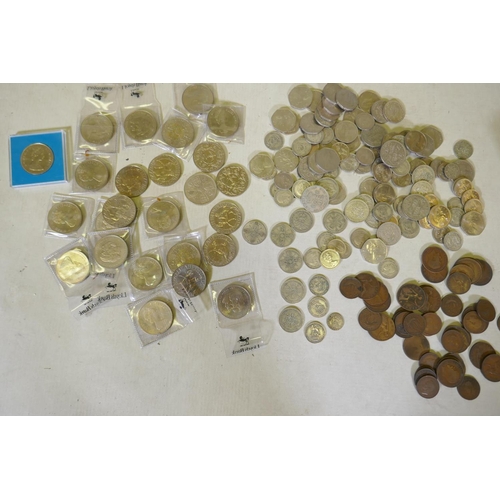 108 - A collection of commemorative crowns, other coins, florins, shillings, half crowns, pennies etc