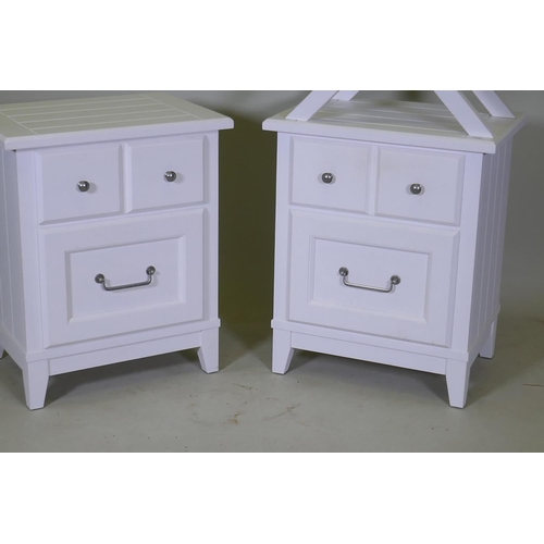 1099 - A pair of Laura Ashley painted bedside cabinets, and a folding side table, 54 x 38 x 65cm