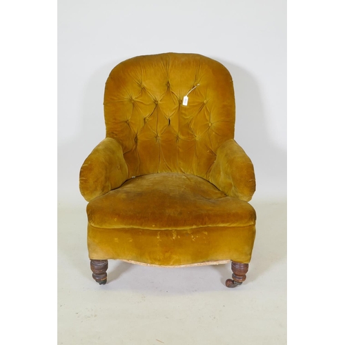 1122 - A Victorian button back nursing chair